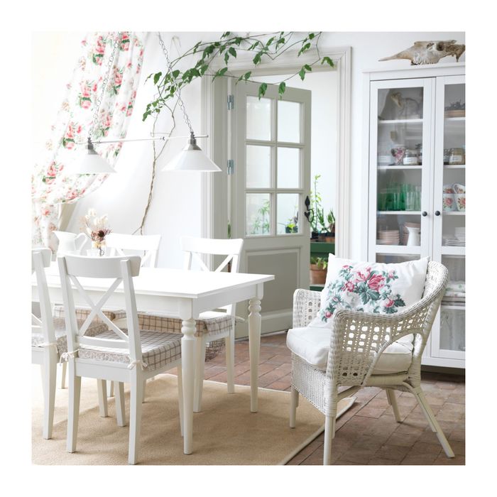 Раздвижной стол, цвет белый ИНГАТОРП