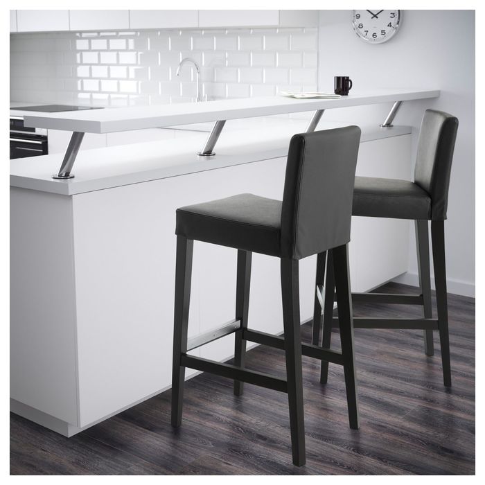 Стул барный, цвет коричнево-чёрный, Глосе черный ХЕНРИКСДАЛЬ