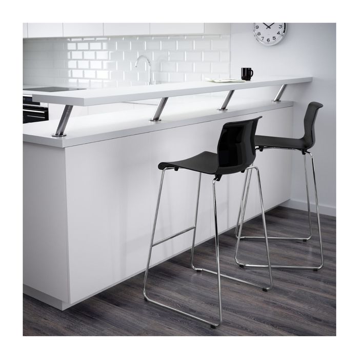 Табурет барный, цвет черный, хромированный ГЛЕН