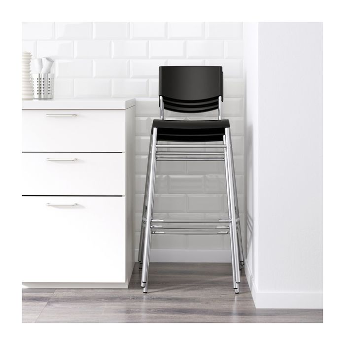 Табурет барный, цвет черный, хромированный ГЛЕН