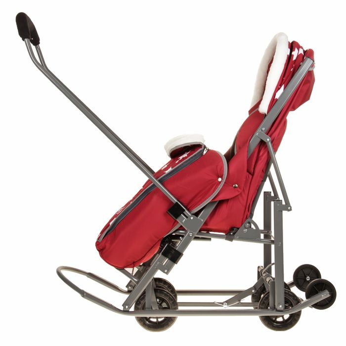 Санки-коляска Pikate Звёзды, цвет бордовый