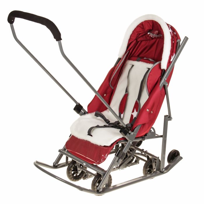 Санки-коляска Pikate Звёзды, цвет бордовый