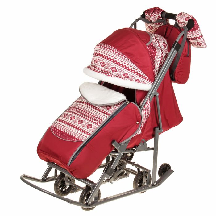 Санки-коляска "Скандинавия", цвет бордовый