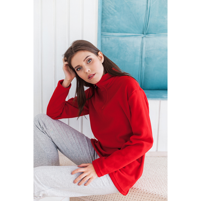 Толстовка женская "Ирис", цвет красный, на короткой молнии, размер 44 2032
