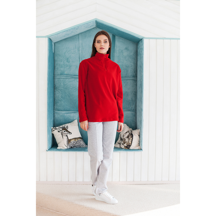 Толстовка женская "Ирис", цвет красный, на короткой молнии, размер 46 2032