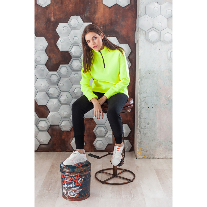 Толстовка женская "Кристина", цвет неоново-желтый, на короткой молнии, размер 48 2033