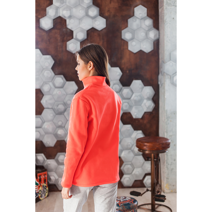 Толстовка женская "Кристина", цвет неоново-коралловый, на короткой молнии,размер 42 2033