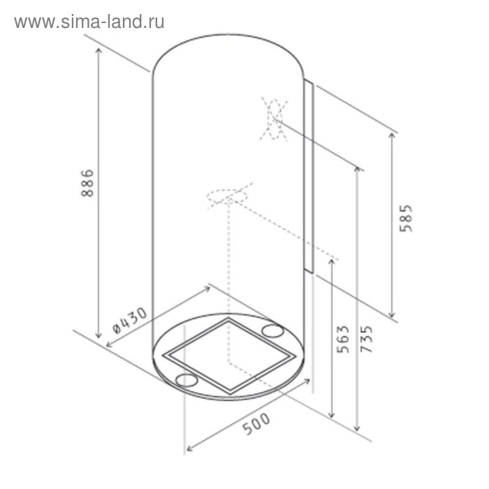 фото Вытяжка jetair pipe ix/a/43, островная, 900 м3/ч, 3 скорости, 43 см, серебристая