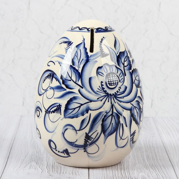 Копилка "Яйцо", гжель, микс