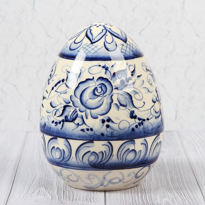 Копилка "Яйцо", гжель, микс