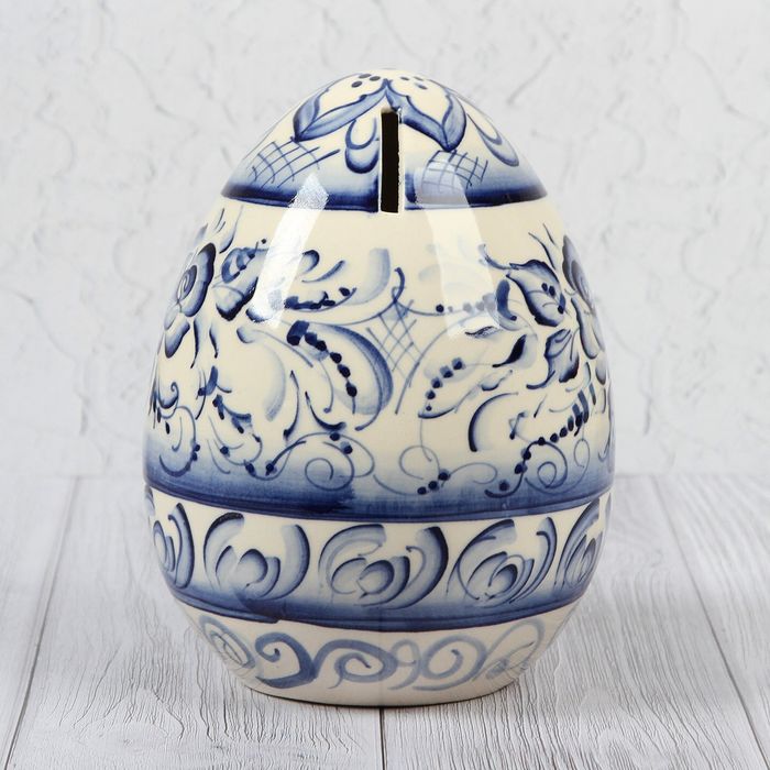 Копилка "Яйцо", гжель, микс