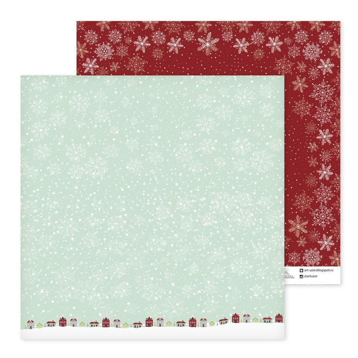 Бумага для скрапбукинга «Снежинки», 30,5 × 30,5 см