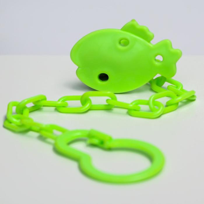 Держатель для пустышки на цепочке, цвет зелёный, МИКС форм