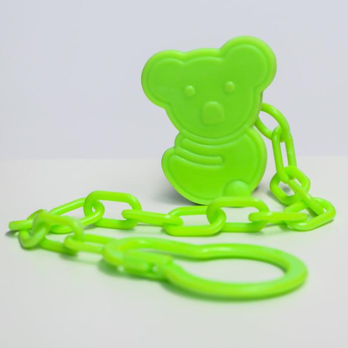 Держатель для пустышки на цепочке, цвет зелёный, МИКС форм