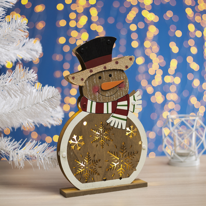 Фигура дерев "Снеговик" 18 х 4,5 х 30 см (2xAA не в компл.) 5 LED, ТЕПЛО-БЕЛЫЙ