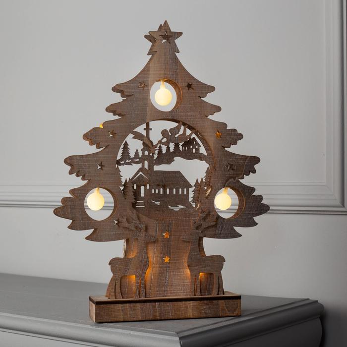 Фигура дерев "Елочка объемная" 30х6х40 см (2xAA не в компл.) 10 LED, ТЕПЛО-БЕЛЫЙ