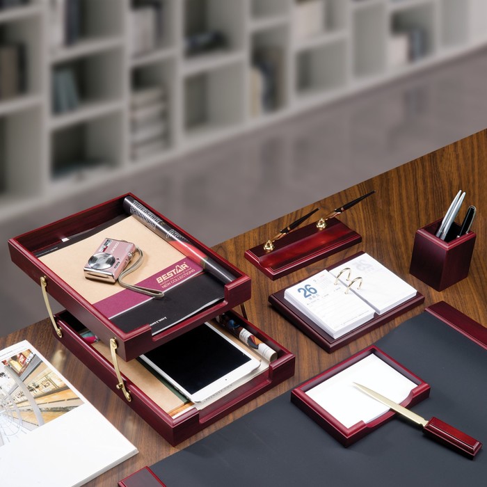 Набор настольный BESTAR Ares, из дерева, 7 предметов, двойной лоток, красное дерево