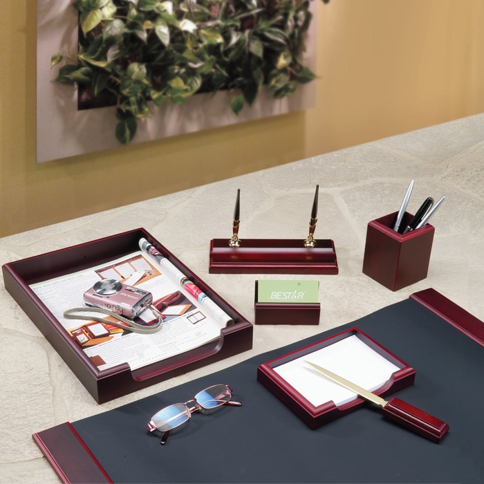 Набор настольный BESTAR Hermes, из дерева, 7 предметов, лоток, красное дерево