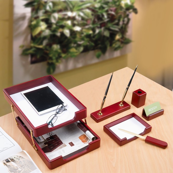 Набор настольный BESTAR Jupiter, из дерева, 6 предметов, двойной лоток, красное дерево