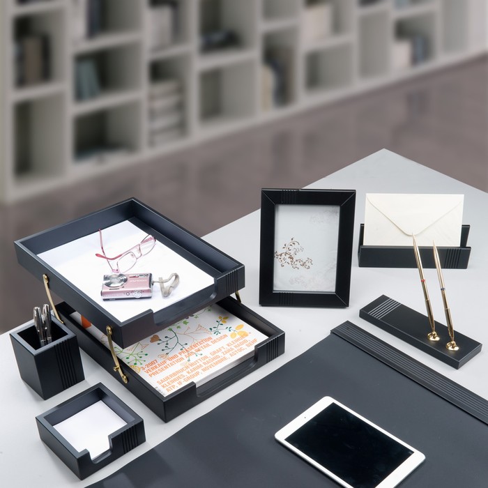 Набор настольный BESTAR Osiris, из дерева, 7 предметов, двойной лоток, черное дерево