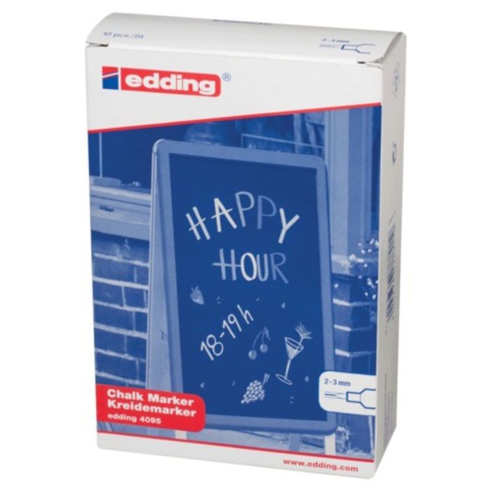 Маркер меловой Edding E-4095 4.0 мм, для окон и стекла смываемый металлический корпус, чёрный