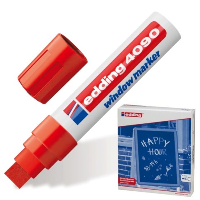 Маркер меловой Edding Е-4090 4-15 мм, для окон и стекла смываемый красный