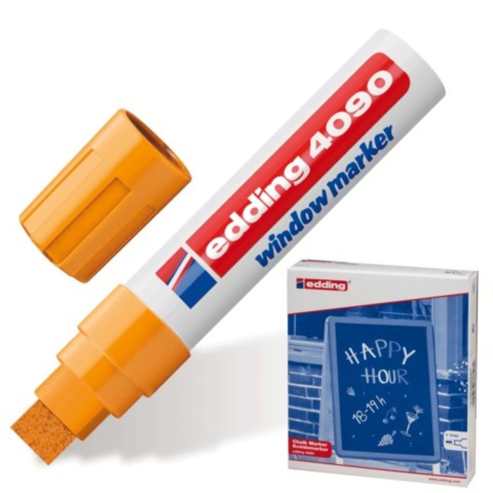Маркер меловой Edding Е-4090 4-15 мм, для окон и стекла смываемый оранжевый