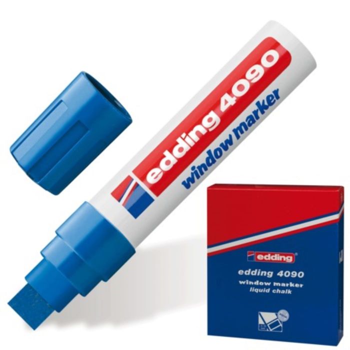 Маркер меловой Edding Е-4090 4-15 мм, для окон и стекла смываемый синий