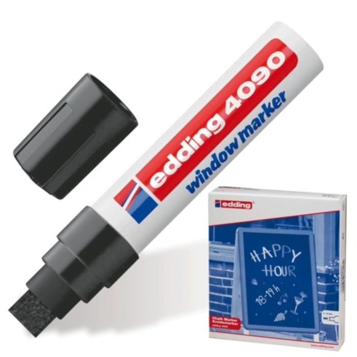 Маркер меловой Edding Е-4090 4-15 мм, для окон и стекла смываемый чёрный