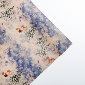 Бумага упаковочная крафтовая «В зимнем лесу», 50 × 70 см от Сима-ленд