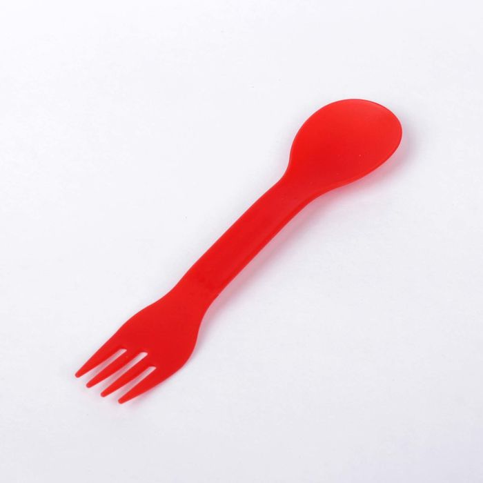 Столовый прибор 2 в 1 «Вилка-ложка», от 5 мес., цвет красный