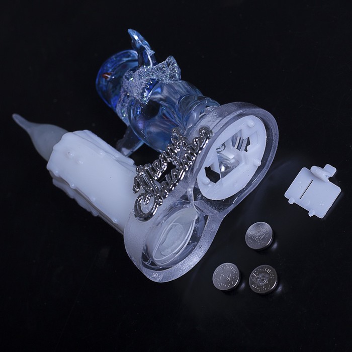 Игрушка световая "Снеговик со свечкой" (батарейки в комплекте) 2 LED, RGB/WW СИНИЙ