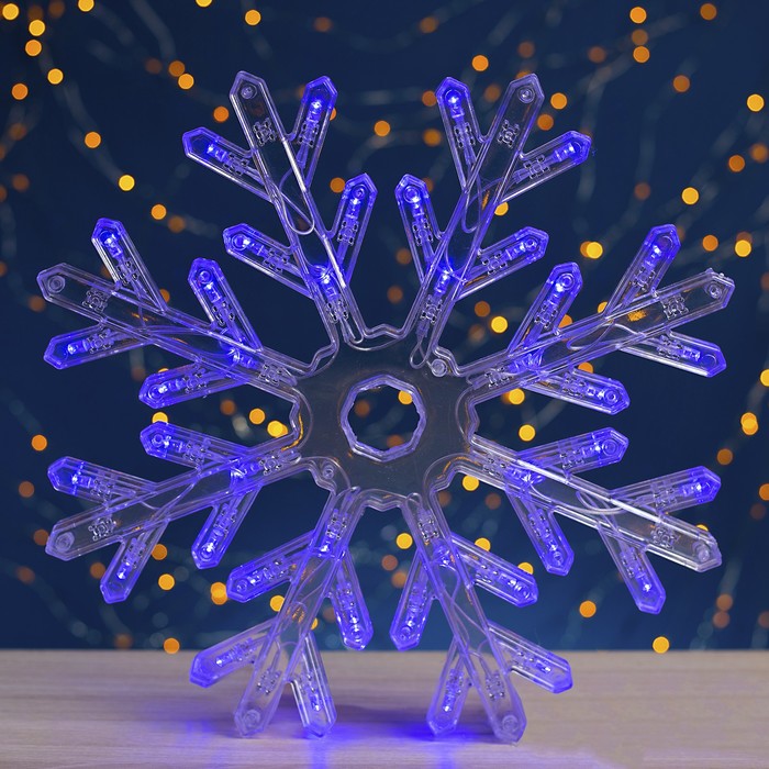 Фигура "Снежинка" d=30 см, пластик, 40 LED, 220V, контрол. 8р. СИНИЙ