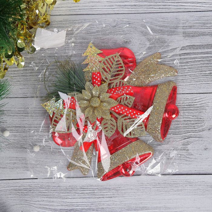 Украшение новогоднее "Колокольчики красно-золотые" 15*13 см