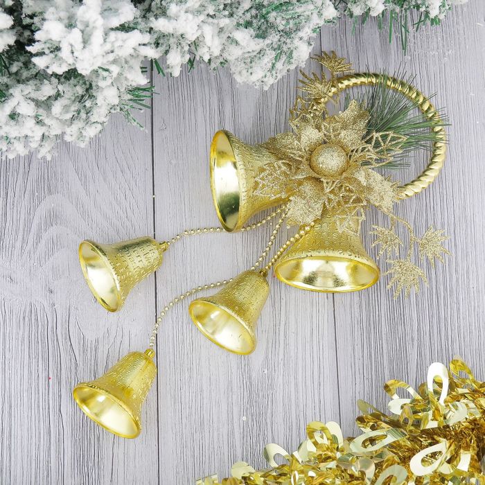 Украшение новогоднее "Колокольчики-крапинка с цветком" 11*30 см