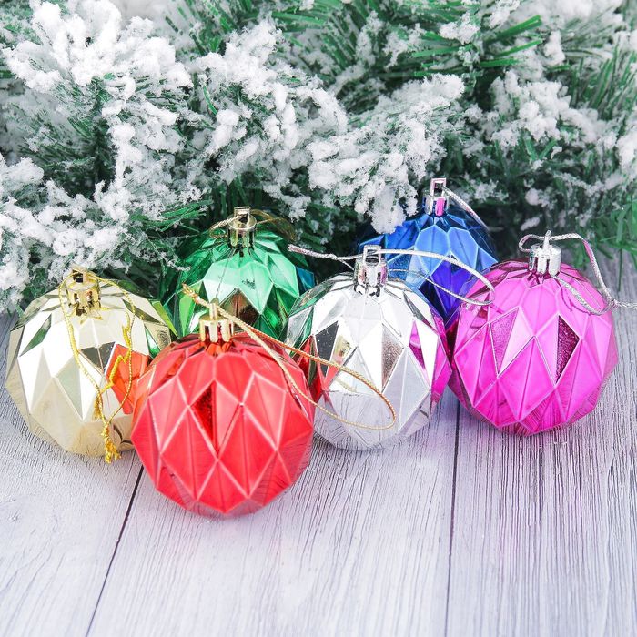 Шары новогодние "Прокси" d-6 см (набор 12 шт) ромбы