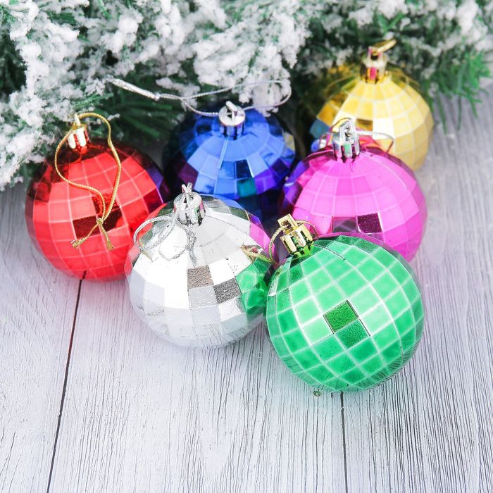 Шары новогодние "Прокси" d-6 см (набор 12 шт) квадраты