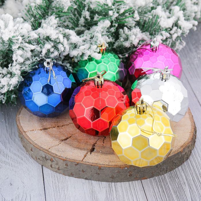 Шары новогодние "Прокси" d-7 см (набор 6 шт) круги