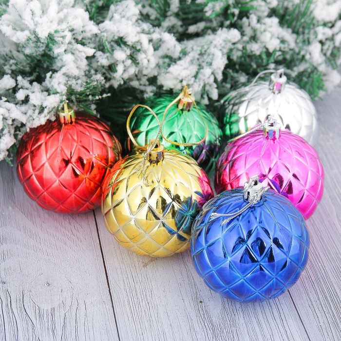 Шары новогодние "Прокси" d-7 см (набор 6 шт) плавная сетка