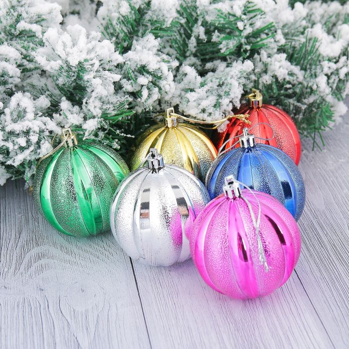 Шары новогодние "Прокси" d-7 см (набор 6 шт) крапинка