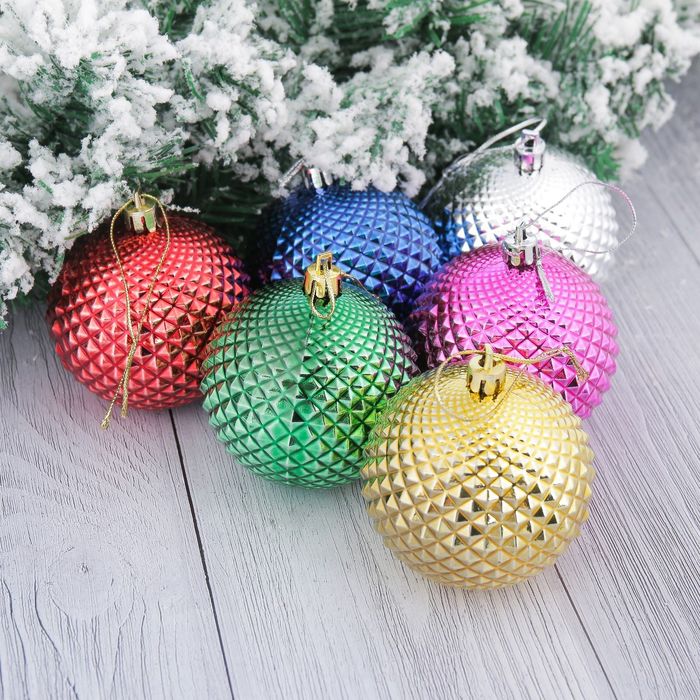 Шары новогодние "Прокси" d-7 см (набор 6 шт) сетка