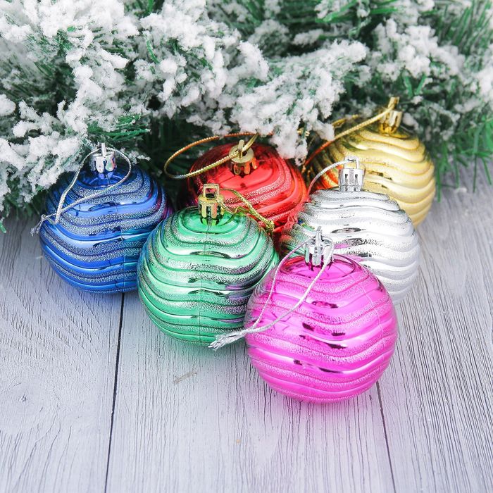 Шары новогодние "Прокси" d-6 см (набор 6 шт) волны