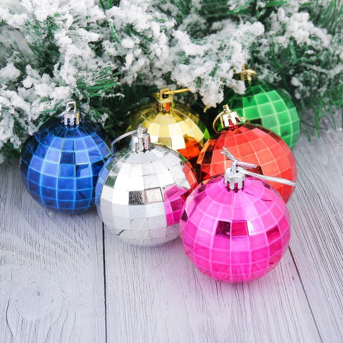 Шары новогодние "Прокси" d-6 см (набор 6 шт) квадраты