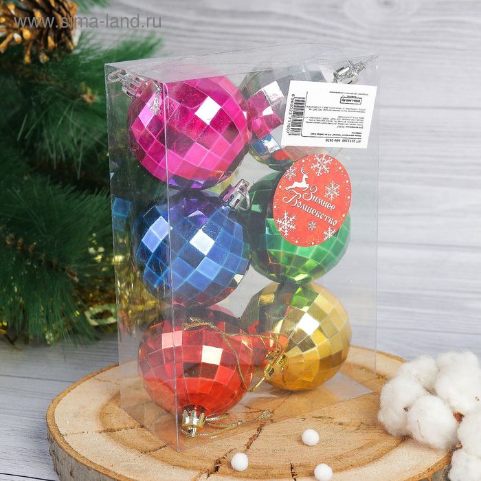 фото Набор шаров пластик d-6 см, 6 шт "прокси диско" микс зимнее волшебство