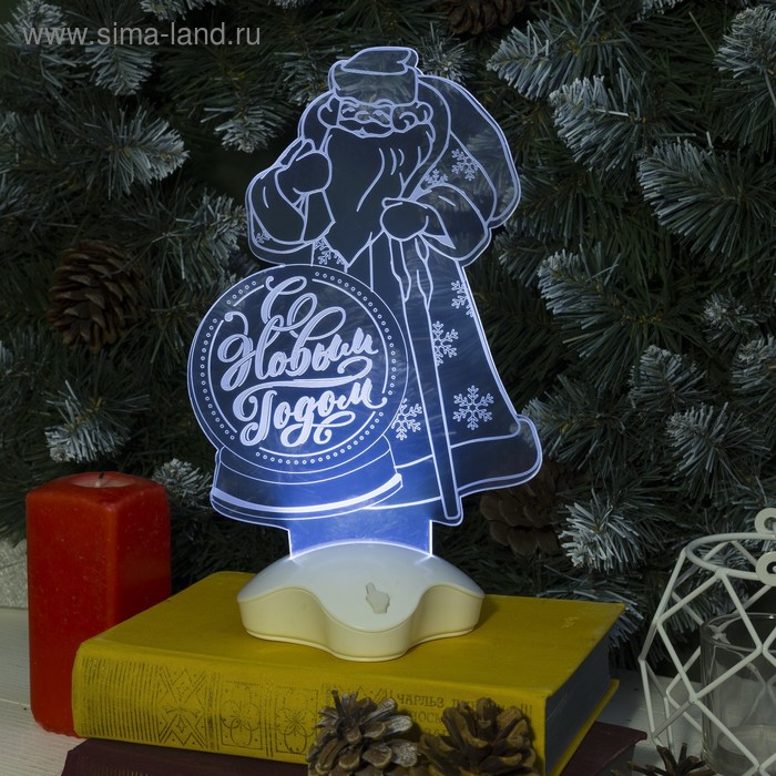 фото Подставка световая "дед мороз, с новым годом", 25х15.5 см, ааа*3 (не в компл.),7 led, белый luazon lighting