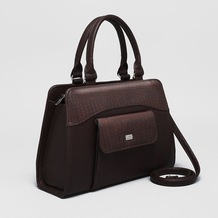 Сумка женская, отдел с перегородкой на молнии, наружный карман, длинный ремень, цвет коричневый