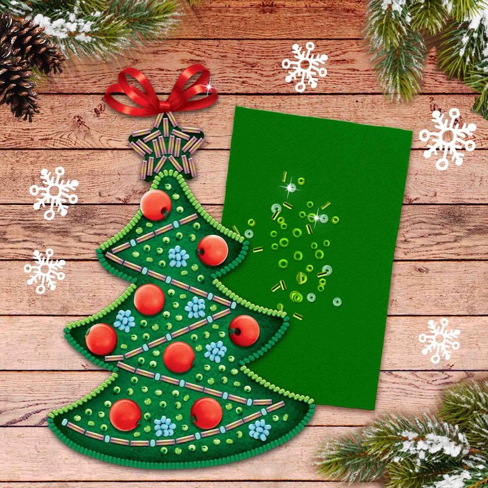 Набор для создания игрушки из фетра с вышивкой бисером "Ёлочка"