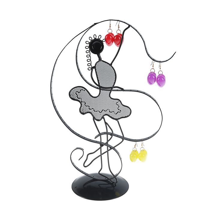 Подставка для бижутерии "Гимнастка", 24 крючка 23*11*33, цвет чёрный