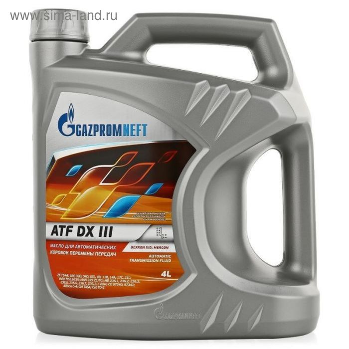 Масло трансмиссионное Gazpromneft ATF DX III, 4 л трансмиссионное масло g box expert atf dx iii 1 л