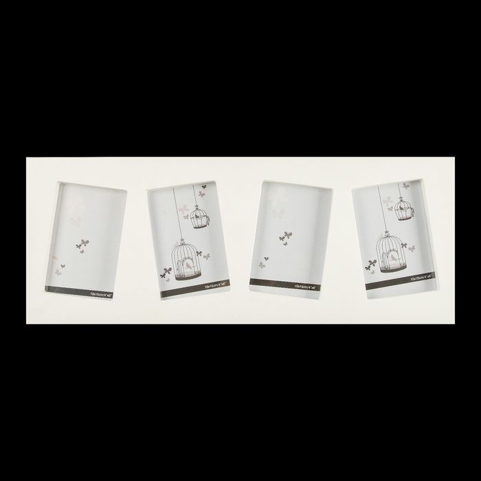 Фоторамка пластик на 4 фото 10х15 см "Классика белого" белая 22х55 см